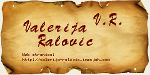Valerija Ralović vizit kartica